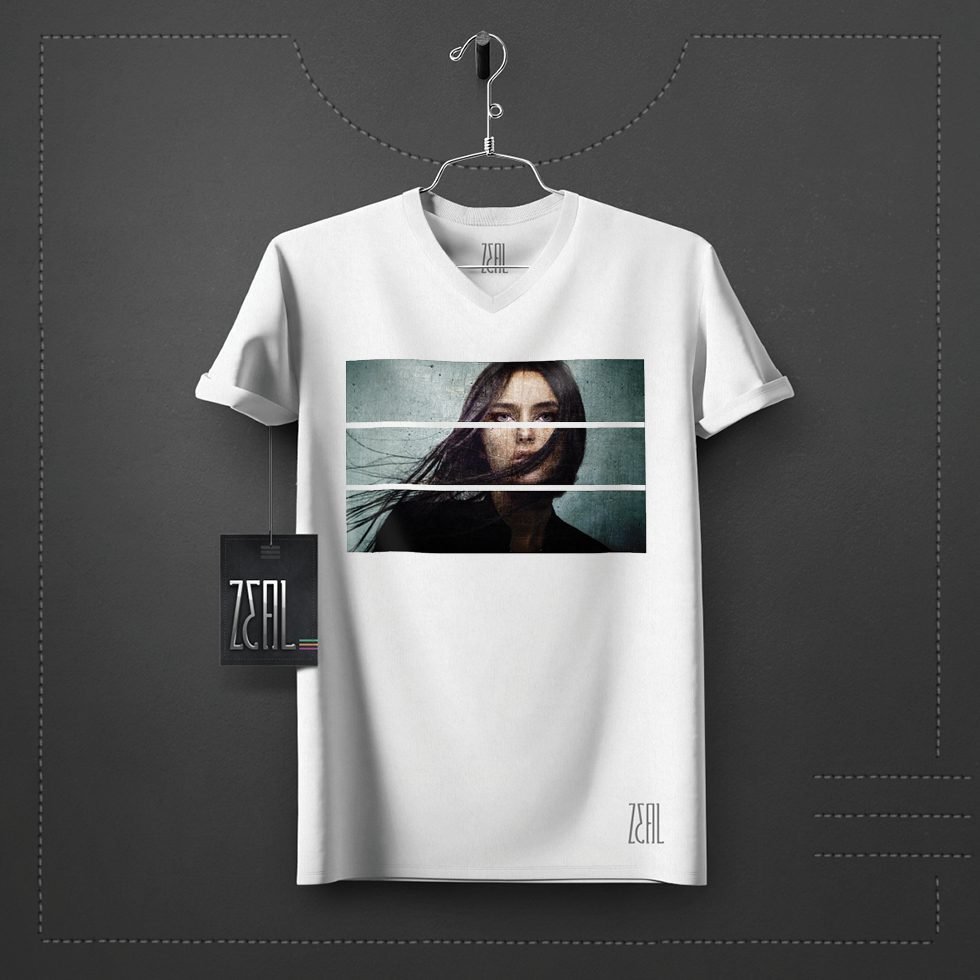 Women face V-neck Round neck T-shirt Women face V-neck Round neck T-shirt