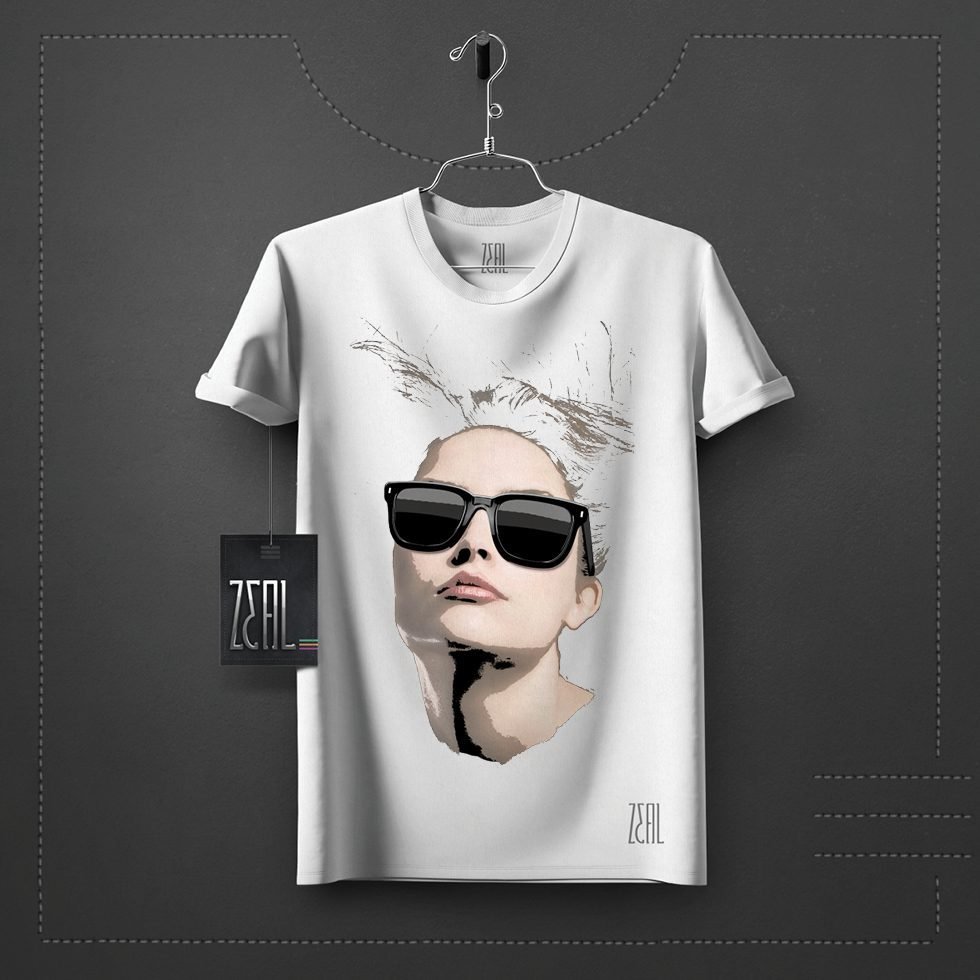 Female Face V-neck Round neck T-shirt