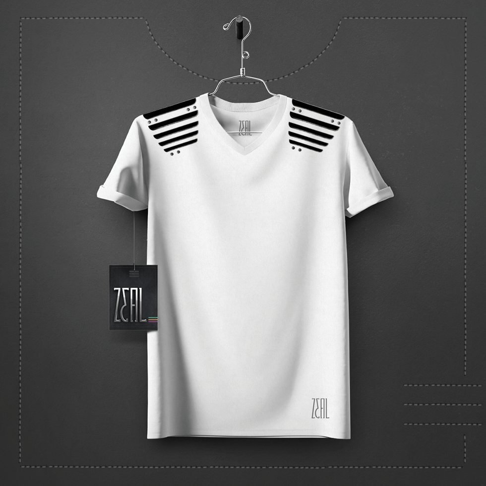 Metal Shoulder V-neck Round neck T-shirt