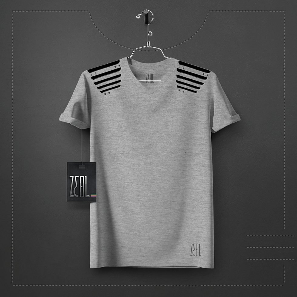 Metal Shoulder V-neck Round neck T-shirt