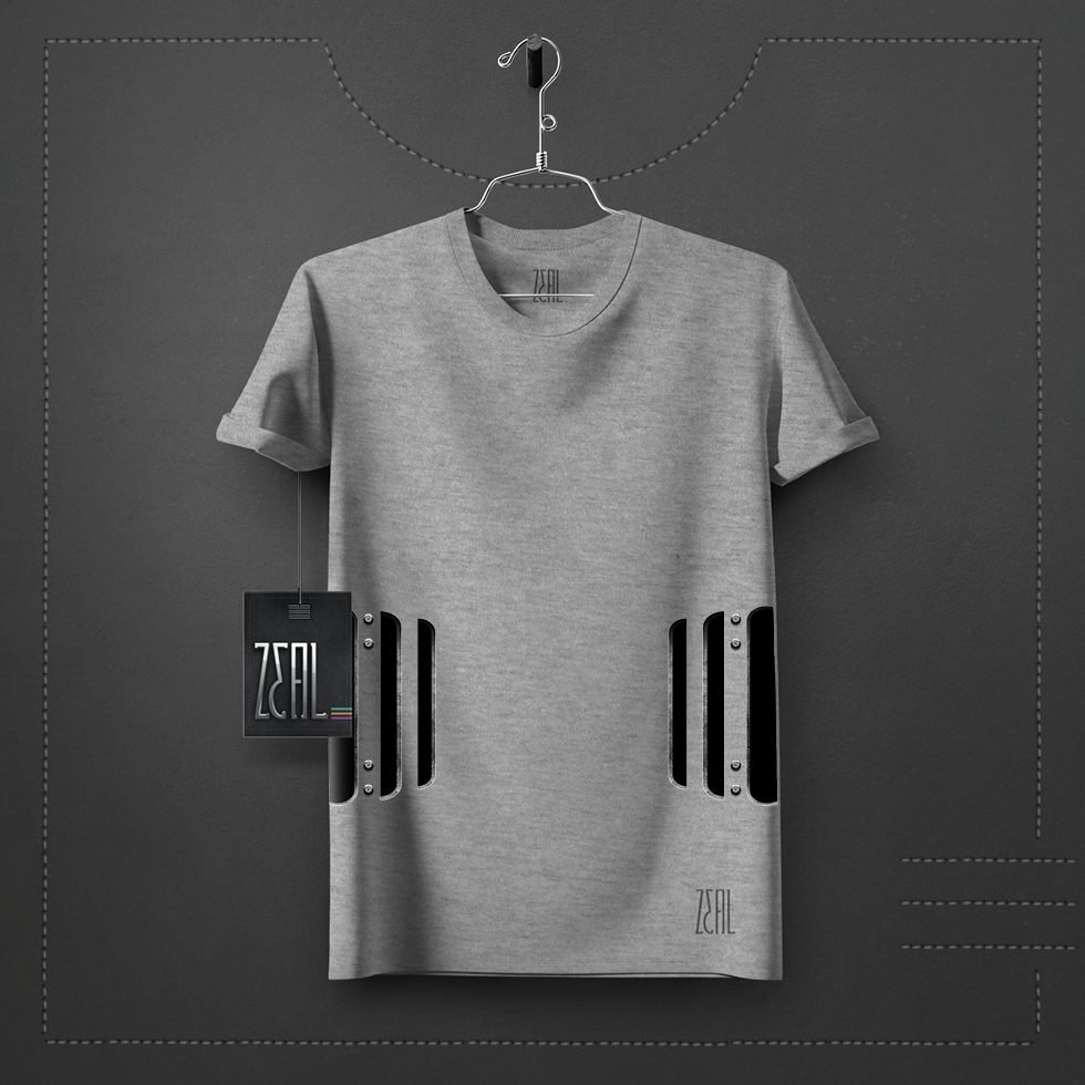 Metal sides V-neck Round neck T-shirt Metal sides V-neck Round neck T-shirt