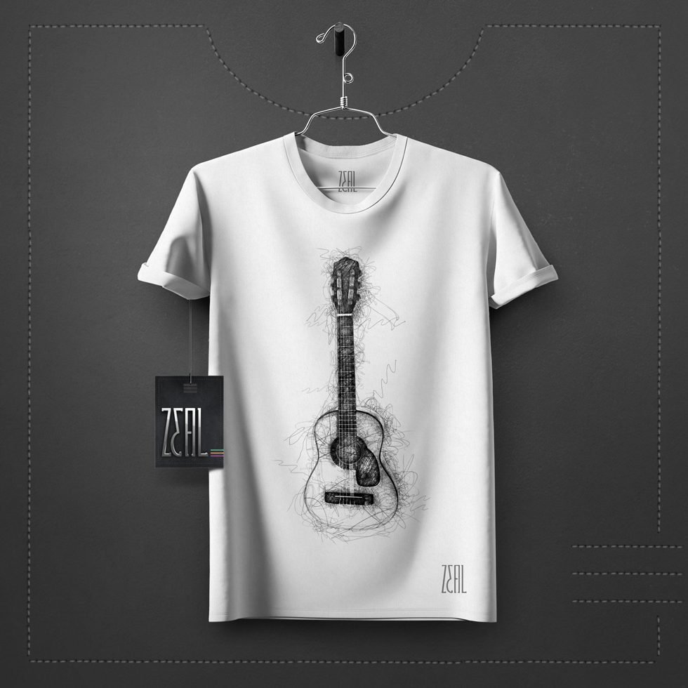 Lava Prints Round Neck T-Shirt – Musical Instruments Guitar Lava Prints Round Neck T-Shirt – Musical Instruments Guitar