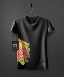 Flower V-neck Round neck T-shirt