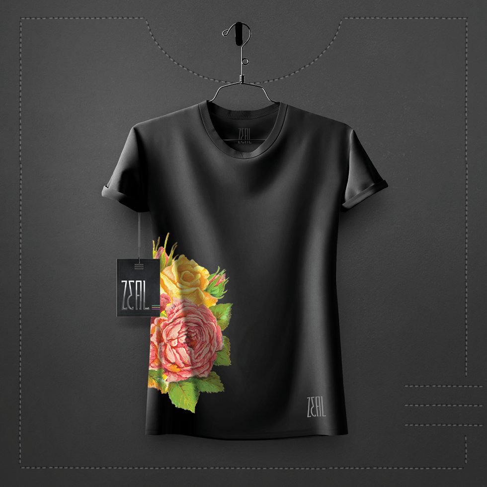 Flower V-neck Round neck T-shirt Flower V-neck Round neck T-shirt
