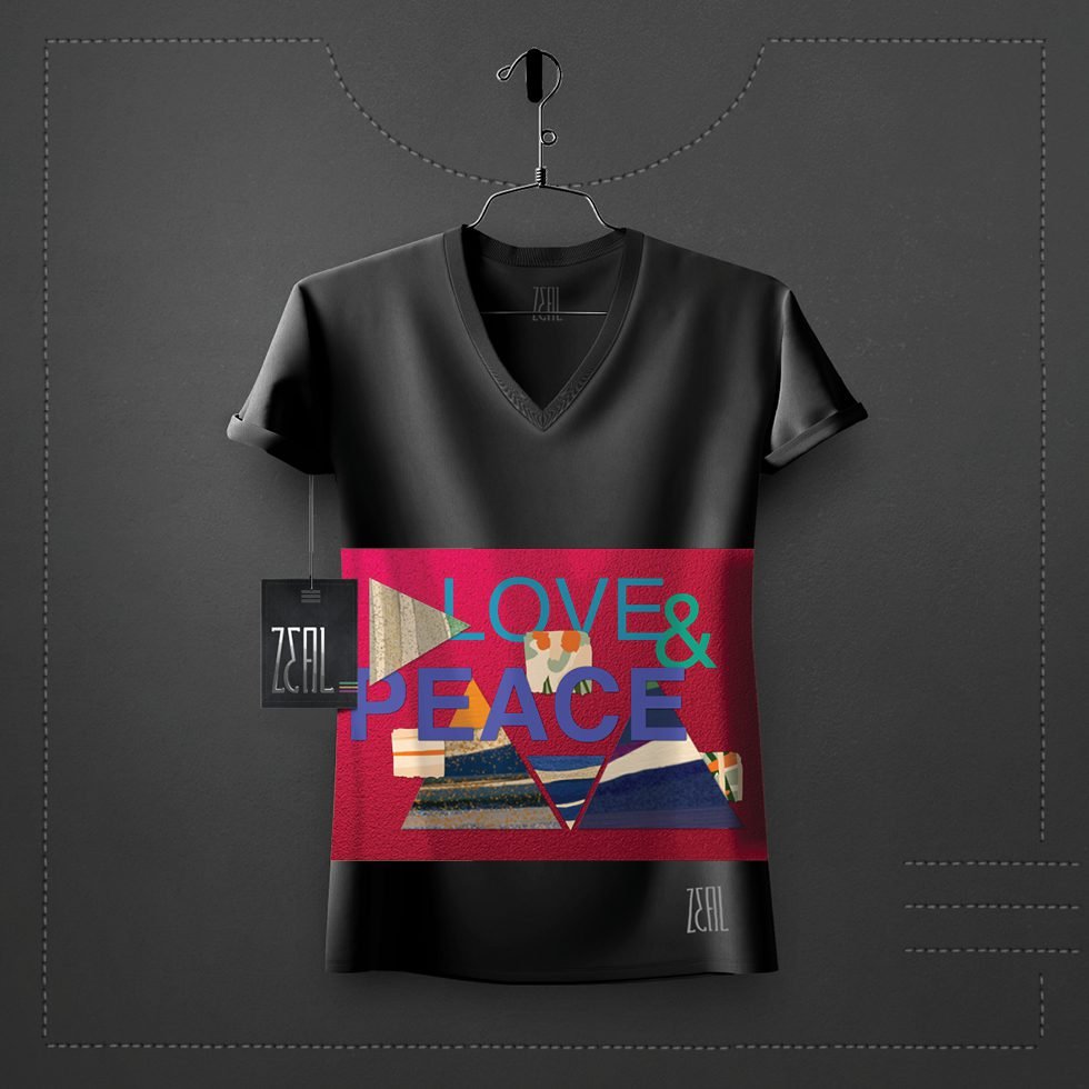 Love and peace V-neck Round neck T-shirt Love and peace V-neck Round neck T-shirt