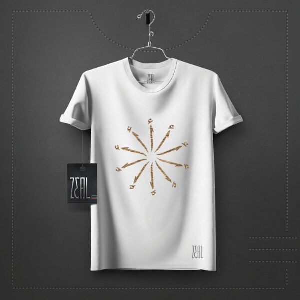 Arabic letter V-neck Round neck T-shirt