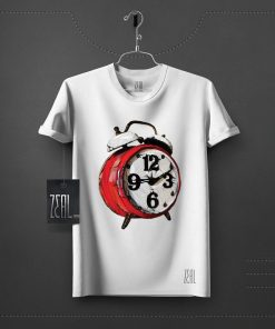 Clock V-neck Round neck T-shirt