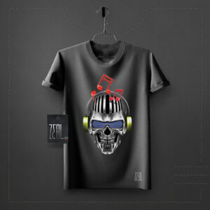Skull music V-neck Round neck T-shirt