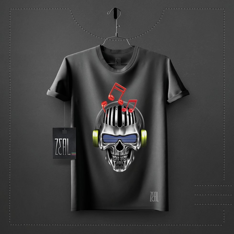 Skull music V-neck Round neck T-shirt Skull music V-neck Round neck T-shirt