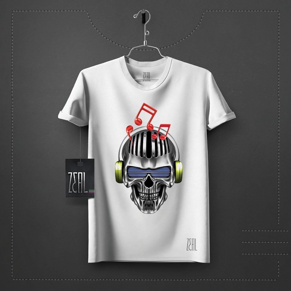Skull music V-neck Round neck T-shirt Skull music V-neck Round neck T-shirt