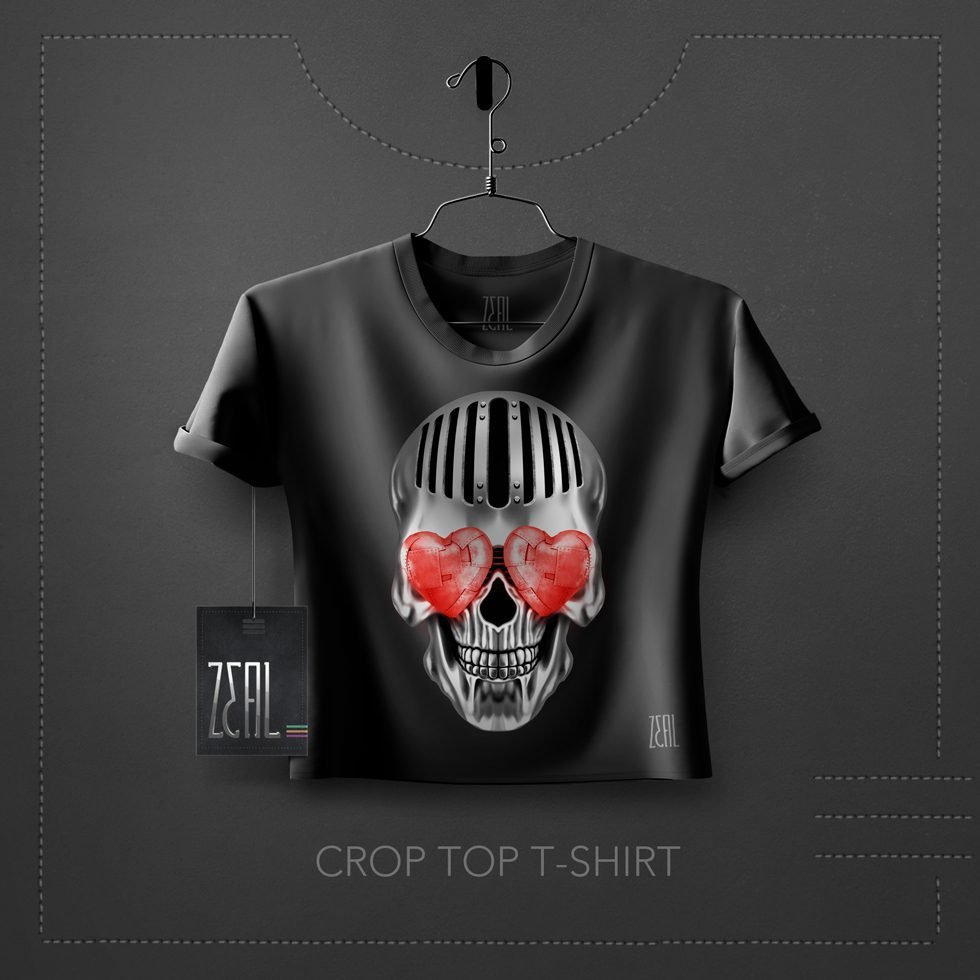 Skull Heart Women Crop Top T-Shirt Skull Heart Women Crop Top T-Shirt