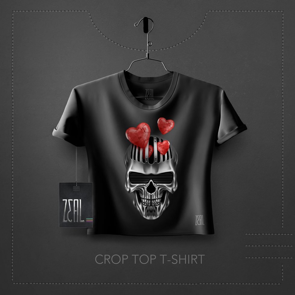 Skull Heart Women Crop Top T-Shirt Skull Heart Women Crop Top T-Shirt