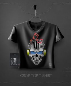 Skull Music Women Crop Top T-Shirt