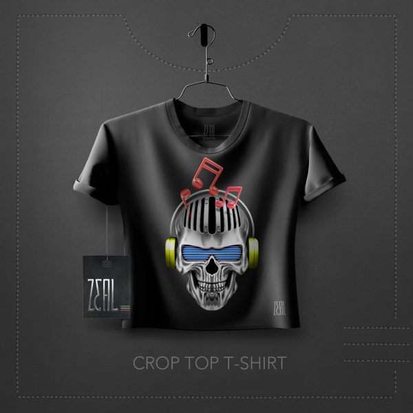 Skull Music Women Crop Top T-Shirt