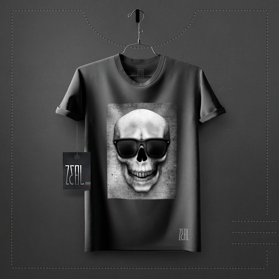 Skull glass V-neck Round neck T-shirt Skull glass V-neck Round neck T-shirt