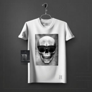 Skull glass V-neck Round neck T-shirt