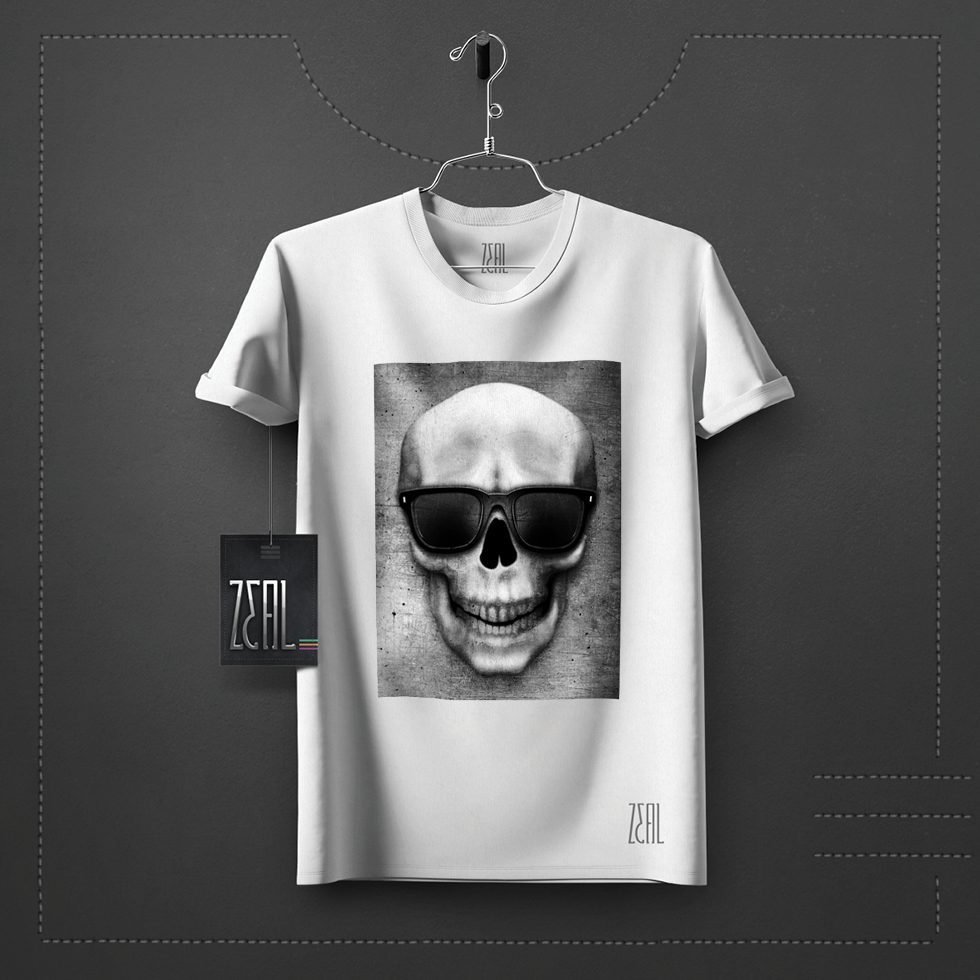 Skull glass V-neck Round neck T-shirt Skull glass V-neck Round neck T-shirt
