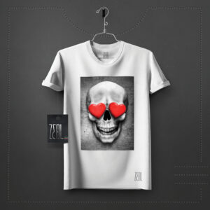 Skull love V-neck Round neck T-shirt