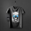 Skull star V-neck Round neck T-shirt