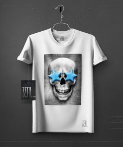 Skull star V-neck Round neck T-shirt