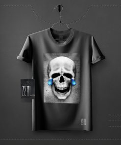 Skull tears V-neck Round neck T-shirt