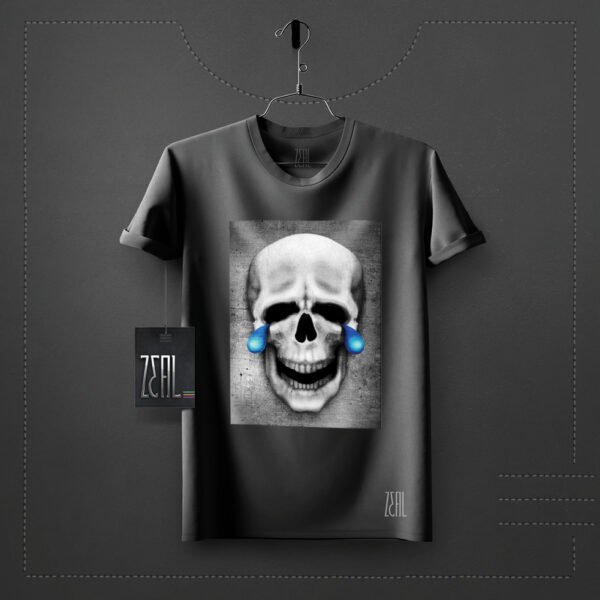 Skull tears V-neck Round neck T-shirt