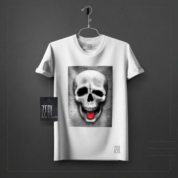 Skull Tongue V-neck Round neck T-shirt