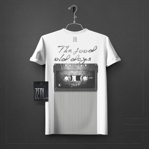 Vintage Music Tape Men V-neck Round neck T-shirt