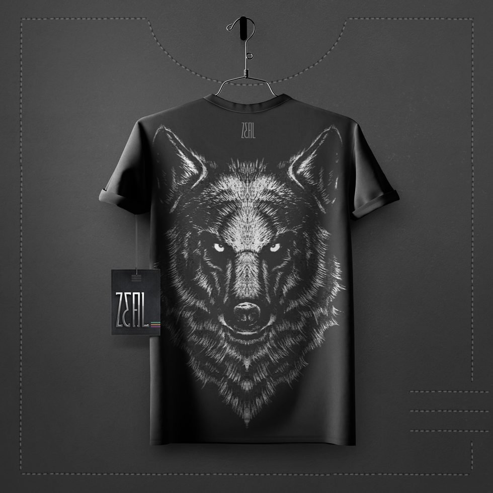 Wolf V-neck Round neck T-shirt