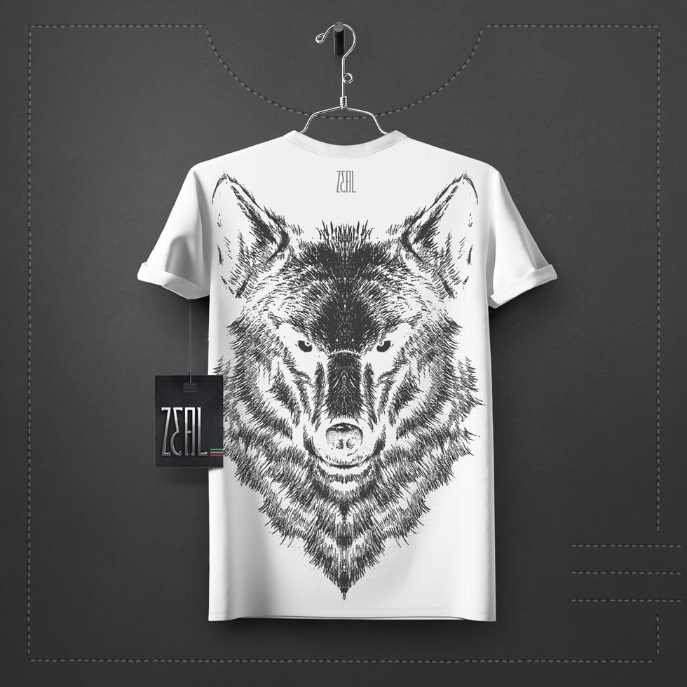 Wolf V-neck Round neck T-shirt