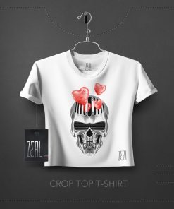 Skull Heart Women Crop Top T-Shirt
