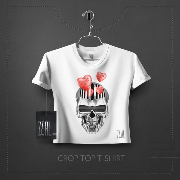 Skull Heart Women Crop Top T-Shirt