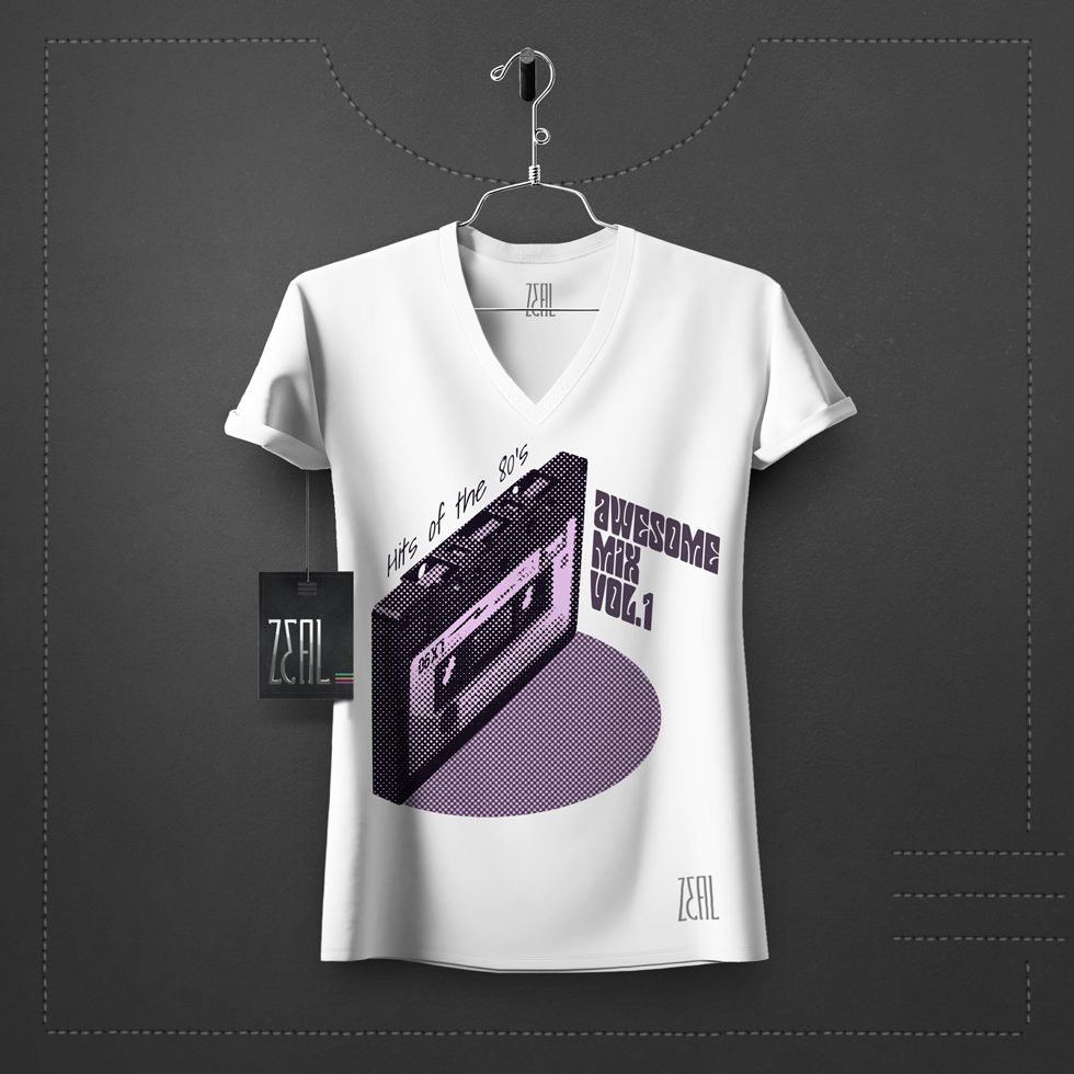 Cassette women V-neck Round neck T-shirt Cassette women V-neck Round neck T-shirt