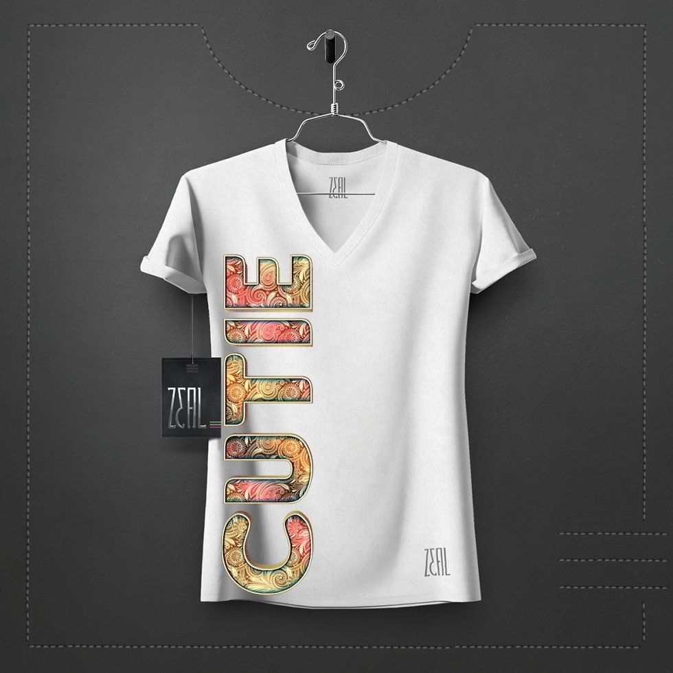 Cute Women V-neck Round neck T-shirt Cute Women V-neck Round neck T-shirt