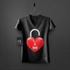 Unlock heart women V-neck Round neck T-shirt