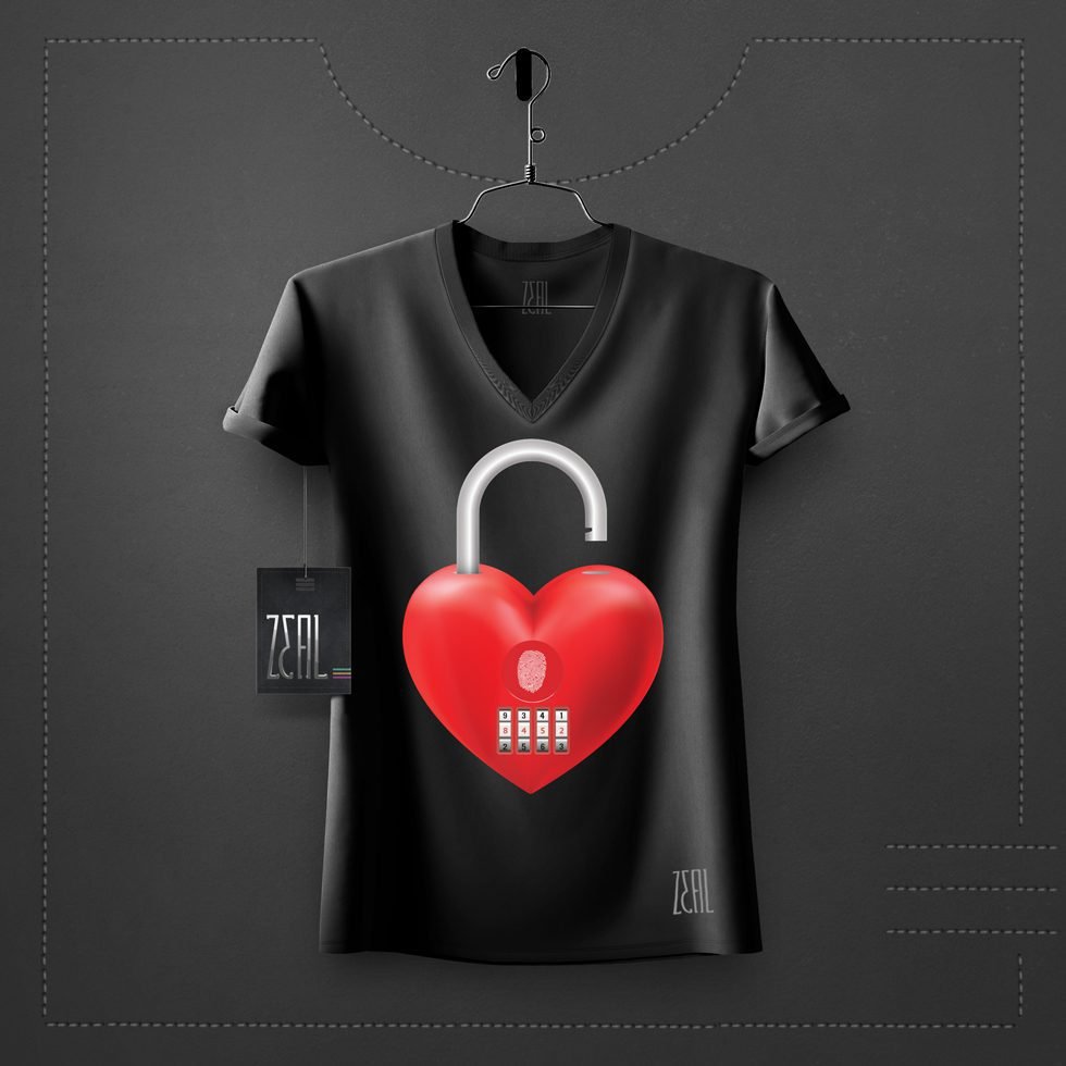 Unlock heart women V-neck Round neck T-shirt Unlock heart women V-neck Round neck T-shirt