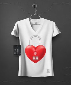 Unlock heart women V-neck Round neck T-shirt