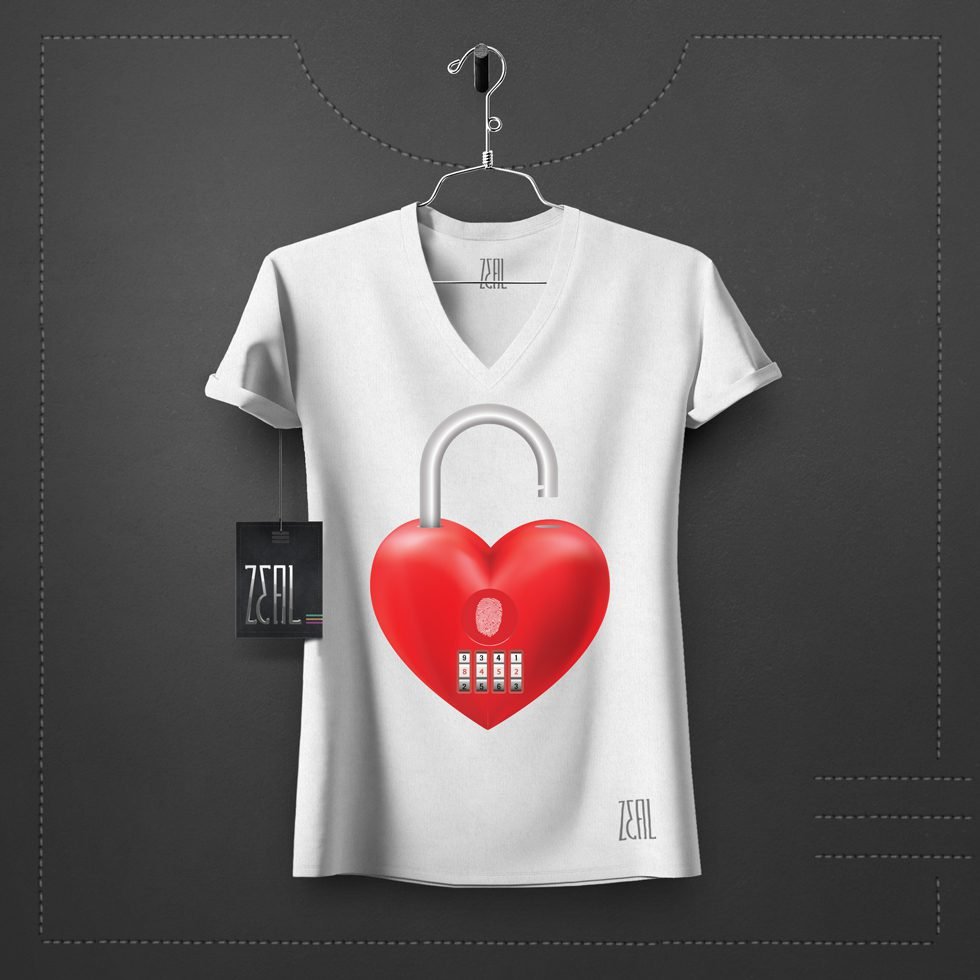 Unlock heart women V-neck Round neck T-shirt Unlock heart women V-neck Round neck T-shirt