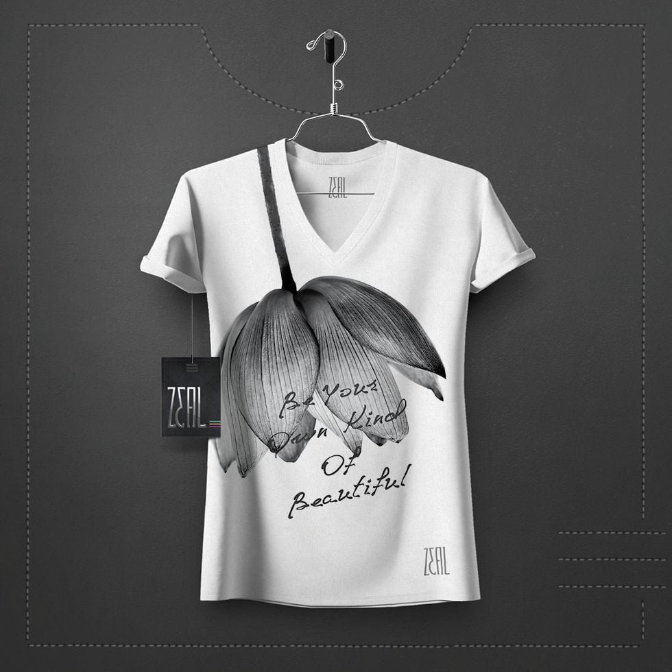 Flower Women V-neck Round neck T-shirt Flower Women V-neck Round neck T-shirt