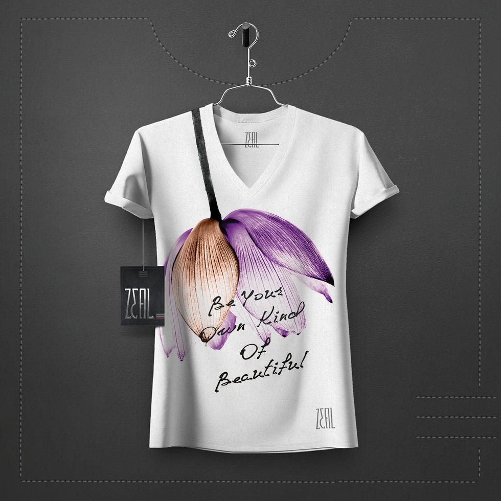 Flower Women V-neck Round neck T-shirt Flower Women V-neck Round neck T-shirt