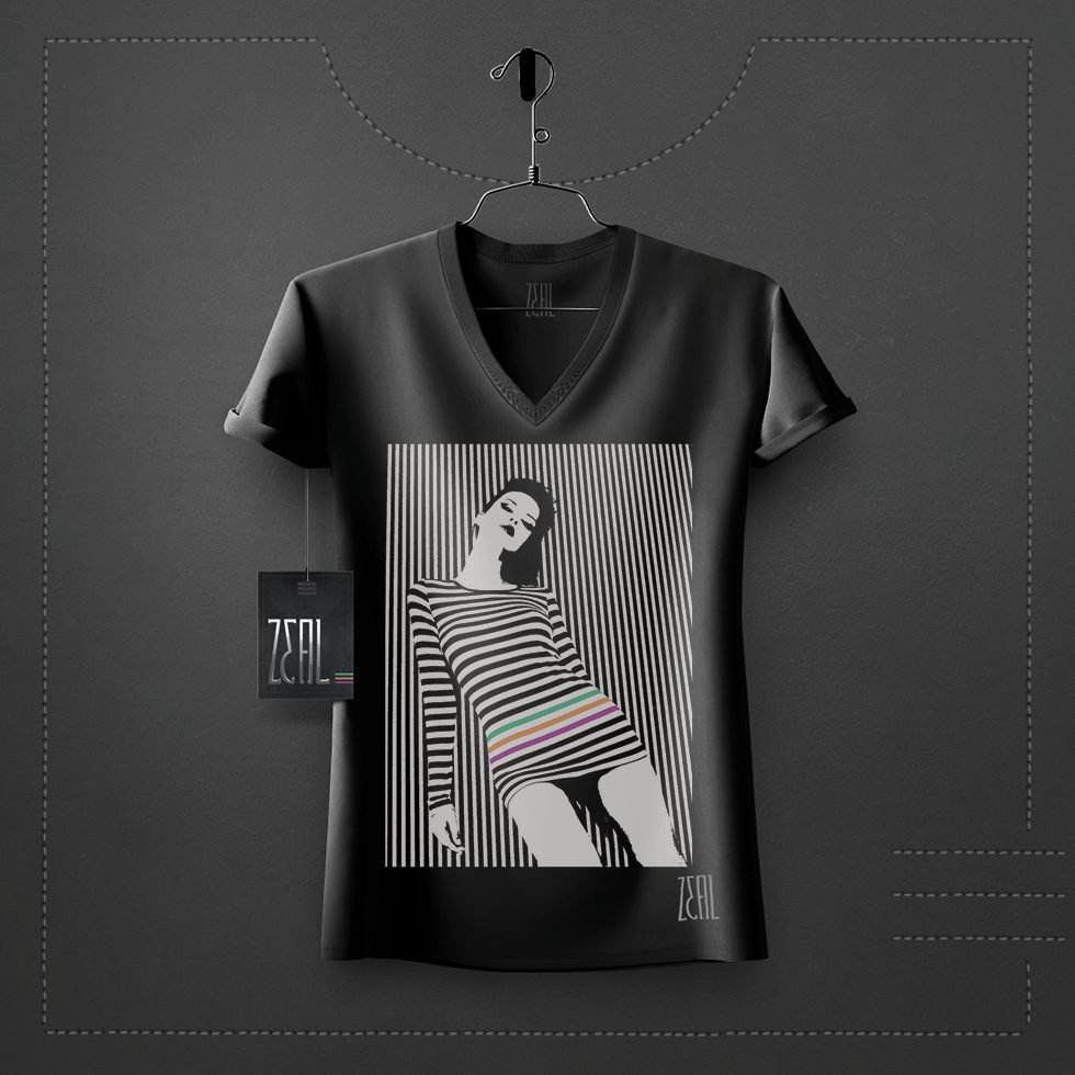 Leaning lines Women V-neck Round neck T-shirt Leaning lines Women V-neck Round neck T-shirt