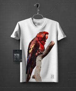 Bird red Men V-neck Round neck T-shirt