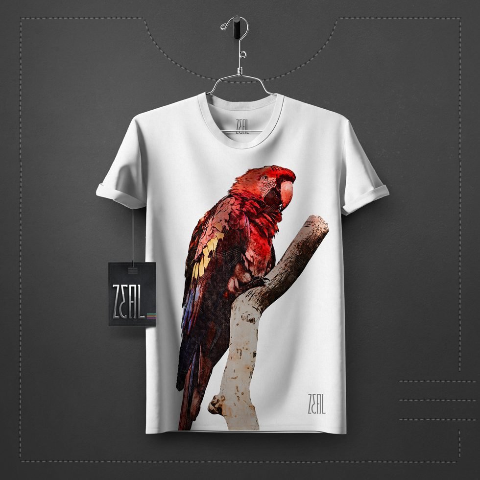 Bird red Men V-neck Round neck T-shirt Bird red Men V-neck Round neck T-shirt
