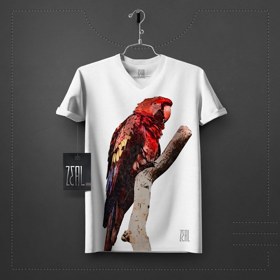 Bird red Men V-neck Round neck T-shirt Bird red Men V-neck Round neck T-shirt