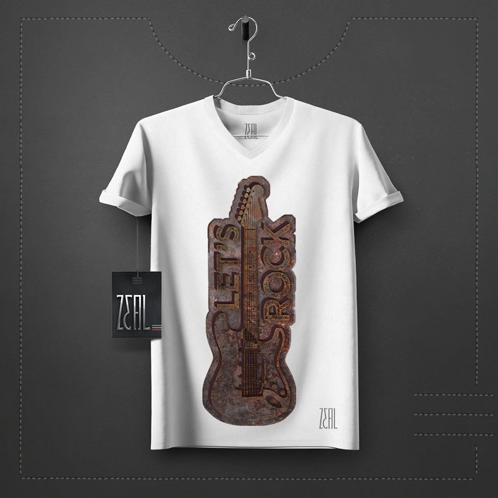 lets rock Men V-neck Round neck T-shirt lets rock Men V-neck Round neck T-shirt
